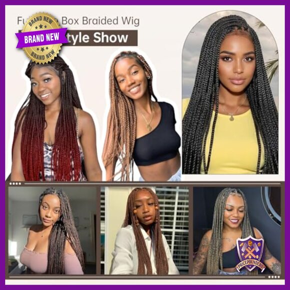 30 Inch Glueless Double Lace Braided Wig with Baby Hair Human Blend main image 7